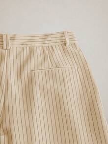 SIGLOCORE Men's Metal Buckle Striped Colorblock Pleated Pocket Loose Long Pants - Apricot - View 7