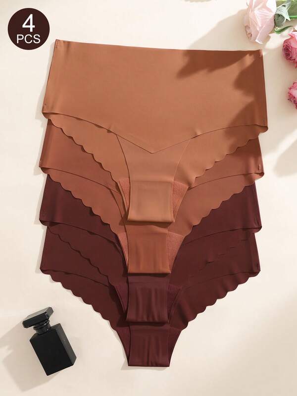 SHEIN 4件組 女款無縫波浪邊三角內褲