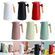 1-Liter Double-Walled Glass Mug With Wooden Handle, Large Capacity For Home Use, Coffee Accessories, Back To School - Multicolor - View 10
