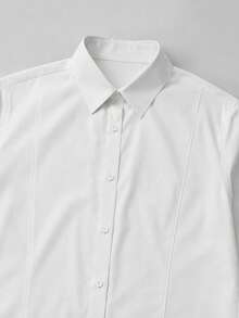 Manfinity Bizformal Kemeja Lengan Panjang Pria Premium Desain Patchwork Kasual Bisnis - Putih - View 4