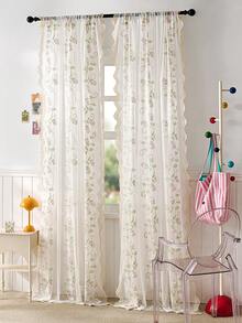 1pc French Pastoral Embroidered Sheer Curtain, No Drilling Required For Balcony, Bedroom, Suitable For Multiple Occasions - Multicolor - View 7