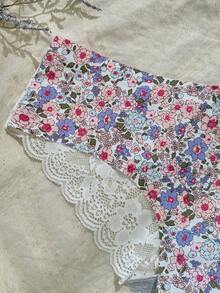 CottageSlumber Women's Contrast Lace Floral Print Triangle Panties - Multicolor - View 8