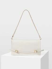 MOTF TAS CLUTCH WANITA WARNA BEIGE, TALI YANG INDAH, TAS BAGUETTE KOMUTER YANG STYLISH DAN SEDERHANA, COCOK UNTUK KEGIATAN SEHARI-HARI, PERJALANAN, BELANJA, DAN KENCAN - Krem - View 3