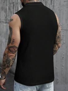SLATEMANN Men's Solid Color Casual Versatile Daily Commute Tank Top, Holiday - Black - View 2