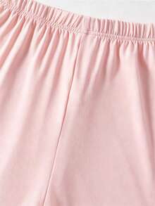 2pcs Set Teen Girls Summer Striped Bow Short Sleeveless Top + Ruffle Hem Shorts, Sweet & Spicy Style, Non-Fleece Design, Suitable For Parties And Summer Outings - Pink - View 4