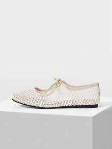Mnmlis Sepatu Flat Wanita Model Strap-In Ujung Bulat - Aprikot 5 - View 5