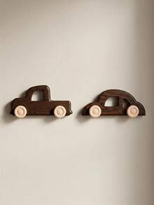 Cirelle 1個木製汽車造型壁掛掛鉤，3款可選（皮卡車、轎車、廂型車），天然木質飾面，適用於玄關、走廊、臥室、浴室的功能性收納掛鉤，適合掛外套、包包、毛巾、鑰匙及配件 - 查看 3