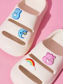SHEIN X Care Bears 米色卡通女孩拖鞋，EVA輕量材質，腳趾保護，適合室內、淋浴或海灘使用，幼童與兒童尺寸，夏季服飾，春季服飾，海灘，度假 - 米色 - 查看 2