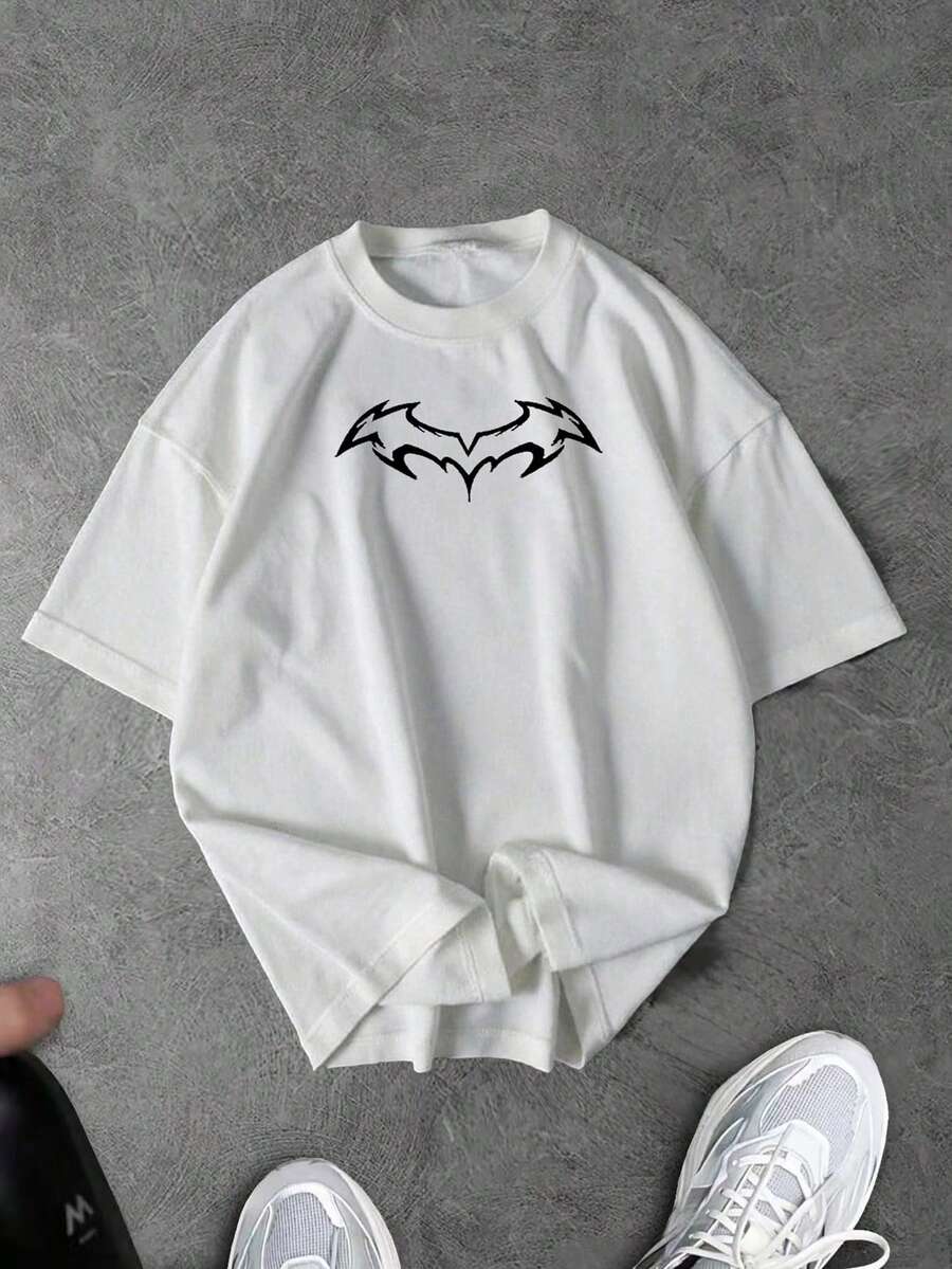 Gym Rark Men's Casual Wing Print Round Neck Short Sleeve Sports T-Shirt, Summer, Gym, Holiday - Black - View 1