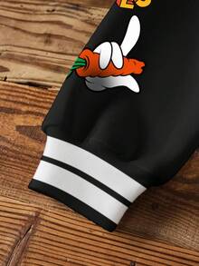 LOONEY TUNES X SHEIN Tween Boy Letter & Cartoon Rabbit Graphic Crew Neck Long Sleeve Drop Shoulder Oversize Sweatshirt Fall Winter - White - View 5