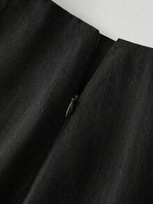 Franclia Women's Solid Color Elegant Office Commute Suit Set - Black - View 3