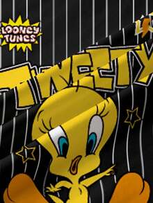 LOONEY TUNES X SHEIN Tween Girls' Casual Versatile Striped Patchwork Round Neck Short Sleeve T-Shirt - White - View 7