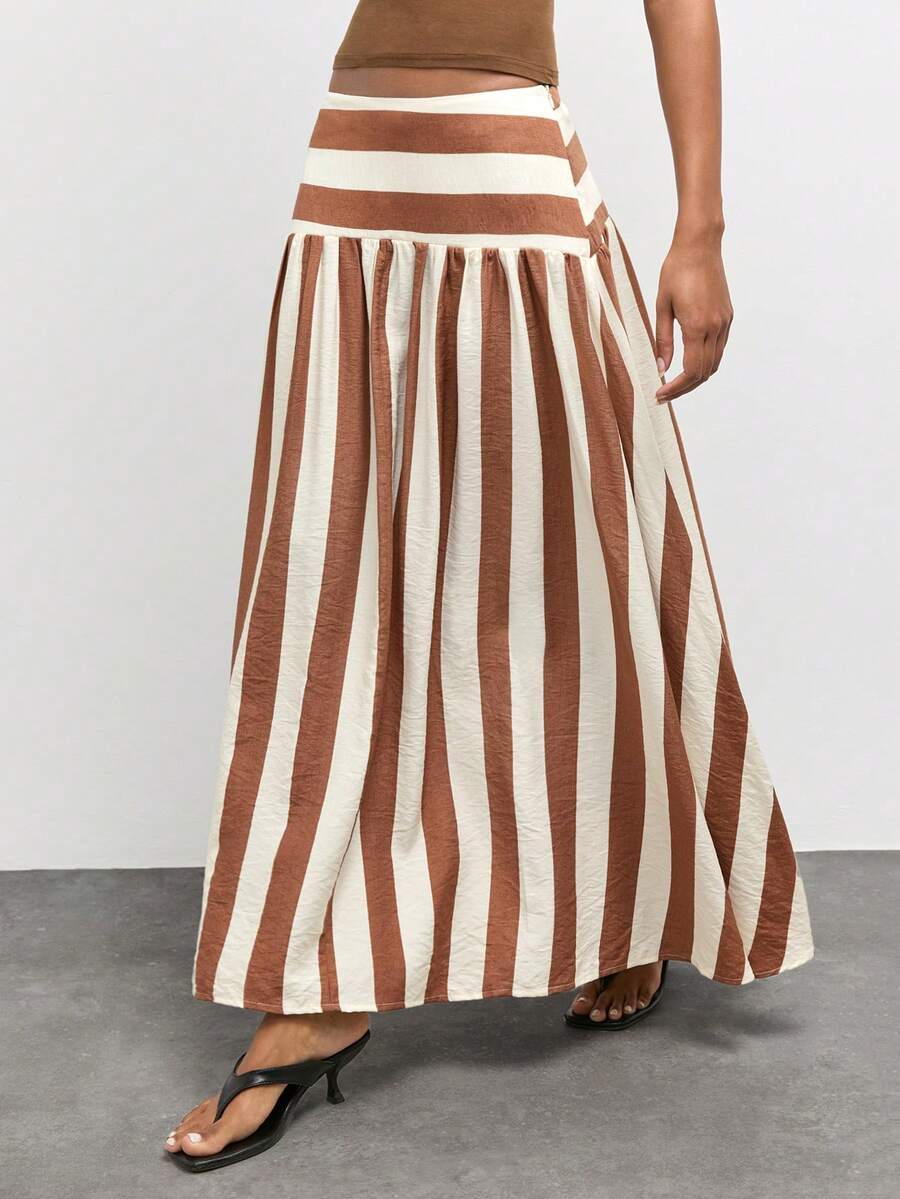 Maija Women's Striped Pleated Casual Skirt - Multicolor - View 1