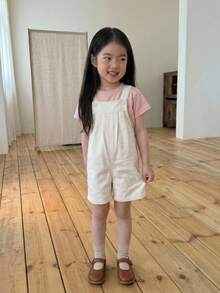 Dazy Kids 嬰兒/幼兒(女童) 破洞休閒寬鬆版型夏季可愛牛仔吊帶褲 - 白色 - 查看 4