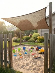 Thickened & Encrypted Outdoor Sun Shade Net With Reinforced Edges & Grommets, Coffee Color Anti-UV Privacy Screen, Heat Insulation Shade Cloth For Patio, Garden, Backyard - Khaki - View 2