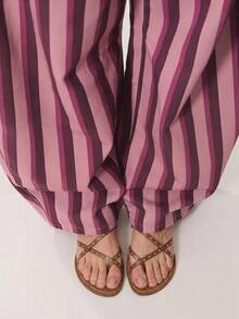 Nöista Flat Sandal With Crisscross Straps Adorned With Small Gold Studs. Summer Shoes - Brown - View 2