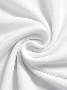 SHEIN CURVE+ 大码女式纯色圆领宽松褶皱休闲背心 - 白色 - 查看 4