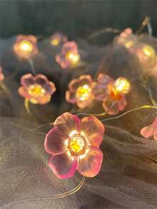 1PC LED Pink Cherry Blossom Light String, LED Flower Garland Lights, Battery Operated, For Holiday, Wedding, Indoor, Bedroom, Garden, Party, Birthday, Celebration Decorations - Pink cherry blossoms - View 6