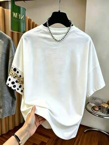 Resyla Women's Leopard Print Round Neck Short Sleeve Casual Streetwear Loose T-Shirt Everyday White Animal Print Summer - Multicolor - View 2
