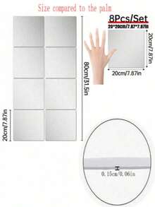 Unbreakable Acrylic Rounded Corner Full Length Wall Mirrors, Shatter-Proof, Suitable For Bedroom, Home Gym, Bathroom (Comes With Double-Sided Tape), Best Gifts For Birthday Graduation, Home Decor, Back To School Room Decor & School Supplies - size - View 14