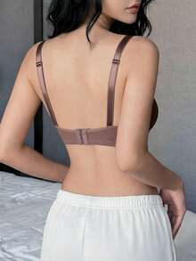 Napfluff 1 chiếc áo ngực có gọng thoải mái có nơ trang trí cho nữ - Màu nâu  Mocha - Xem 2