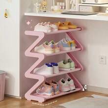 4-Tier Z-Shaped Shoe Rack, Durable Plastic Freestanding Storage Shelf, Curved Design, Multi-Functional Storage Rack, Easy To Assemble Floor-Standing Storage, No Tools Required, Compact Design, Suitable For Living Room Or Dorm, Stackable - Multicolor - View 13