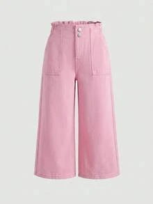 SHEIN 3pcs Dark Blue, Medium Blue, Light Blue Loose Denim Long Pants For Girls - Multicolor - View 7
