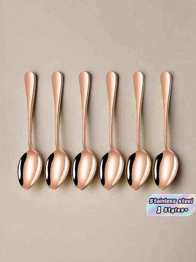 2/4/6/12 piezas Cucharas de acero inoxidable para café/té/postre, adecuadas para cocina, hotel, cafetería, suministros escolares (oro rosa)