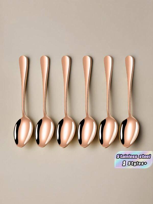 2/4/6/12 piezas Cucharas de acero inoxidable para café/té/postre, adecuadas para cocina, hotel, cafetería, suministros escolares (oro rosa)