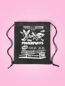 THE POWERPUFF GIRLS X SHEIN 运动、健身、旅行、游泳、沙滩适用抽绳背包。运动包、健身包，男女老少皆宜。健身配件、书包、大学包。 - 卡通 - 查看 3