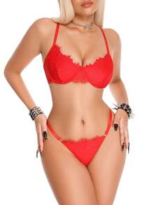 AltBold 2pcs Lingerie Set With Underwire Bra And Thong - Red - View 4