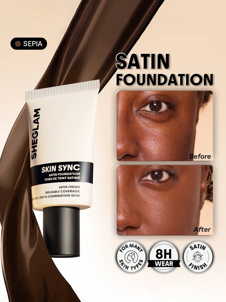 SHEGLAM Skin Sync Satin Foundation-Sepia - Sepia - View 1