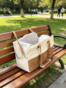 Multi-Color Fabric Travel Bag Suitable For Small Pet Dogs And Cats When Going Out. It Is Perfect For Carrying Fashionable Bags When Out And About. - Mocha Brown - View 8