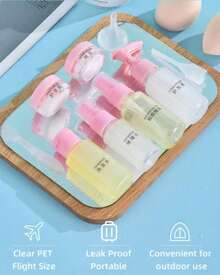 旅行洗漱用品瓶套装，TSA认证防漏便携式洗漱用品容器套装，透明PET材质航空尺寸化妆品容器（适用于乳液）， - 彩色 - 查看 2