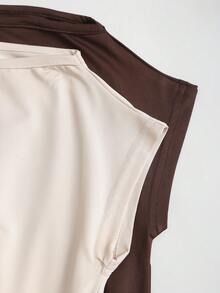 Sweetra Women's Solid Color Asymmetric Neck Casual Basic Fitted Short Dress Brunch Daytime Holiday Pink Chocolate Brown Summer - Multicolor - View 6