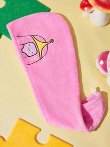 ADVENTURE TIME X SHEIN 1 قطعة قبعة تجفيف الشعر مطرزة برسومات كرتونية لطيفة، قبعة تجفيف الشعر فائقة الامتصاص، مناسبة لأنواع وكميات الشعر المختلفة، امتصاص الماء والتجفيف السهل - متعدد الألوان - مشاهدة 4