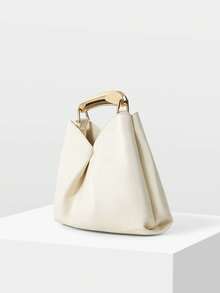 MOTF TAS TANGAN WANITA MODIS, GAGANG TANGAN LOGAM MEWAH, WARNA BEIGE ELEGAN, BENTUK SEDERHANA DAN SERBAGUNA, COCOK UNTUK KEHIDUPAN SEHARI-HARI, PERJALANAN, BELANJA, KENCAN - Krem - View 2