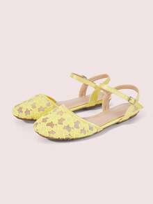 CUCCOO DOLLMOD Women's Shoes, Lace Mesh Upper, Round Toe, Flats, Mary Jane, Heel Sandals, Sweet, Cute And Comfortable In Summer - Flower yellow - View 2