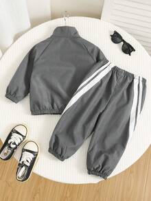 SHEIN 嬰兒男童女童秋冬裝套裝，2件/套 - 灰色 - 查看 2