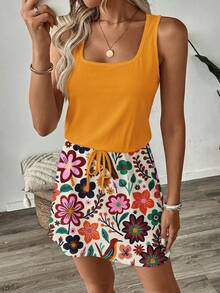 SHEIN LUNE Women's Casual Printed Short Dress Suitable For Spring And Summer - Multicolor - View 5
