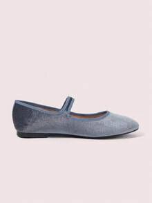 CUCCOO DOLLMOD Women's 2026 Fashion Grey Velvet Mary Jane Flats, Vintage Round Toe Buckle Ballet Shoes, Comfortable For Daily Wear - Grey - View 4
