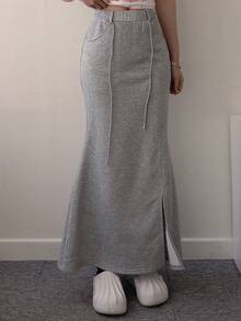 DAZY Women's Casual Pleated Korean Style Skirt Fall - Grey - View 7