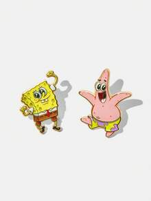SpongeBob SquarePants | SHEIN Un juego de nuevos broches creativos de animales marinos de dibujos animados, diseño conjunto de IP, lindo y personalizado, simple y generoso, también se puede usar como accesorio, adecuado para varias fiestas, conciertos, festivales, regalos exquisitos - Multicolor - Ver 3