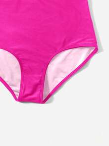 Swim Basics 女款夏季海灘素色休閒比基尼泳褲下身 - 玫紅色 - 查看 5