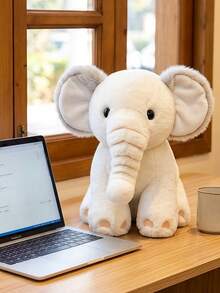 POKOJA LAND 1PC Standing Ivory Elephant Plush Doll,Cute Kawaii Adorable Funny Grey Trim Ear Animal,As Home/Room/Bedroom/Car Decor,Desk&Travel Plush,Backpack Charm,Collectible,Plush Doll,Perfect/Birthday/Christmas/Holiday Gift. - Multicolor - View 2
