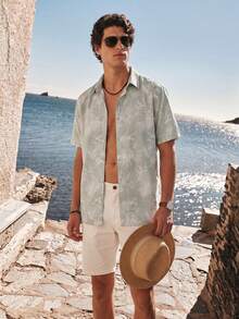 Manfinity VDAYZ Men Tropical Print Short Sleeve Shirt For Summer - Grey - View 1