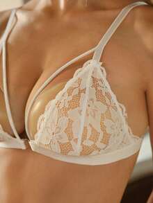 Bisouelle 1 pieza Sujetador con cierre frontal de encaje inalámbrico para mujeres - Blanco - Ver 9