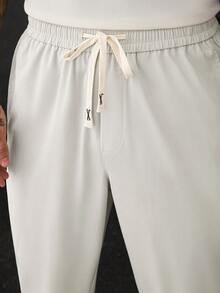 SLATEMANN Men's Drawstring Waist Pocket Loose Business Casual Pants - Beige - View 3