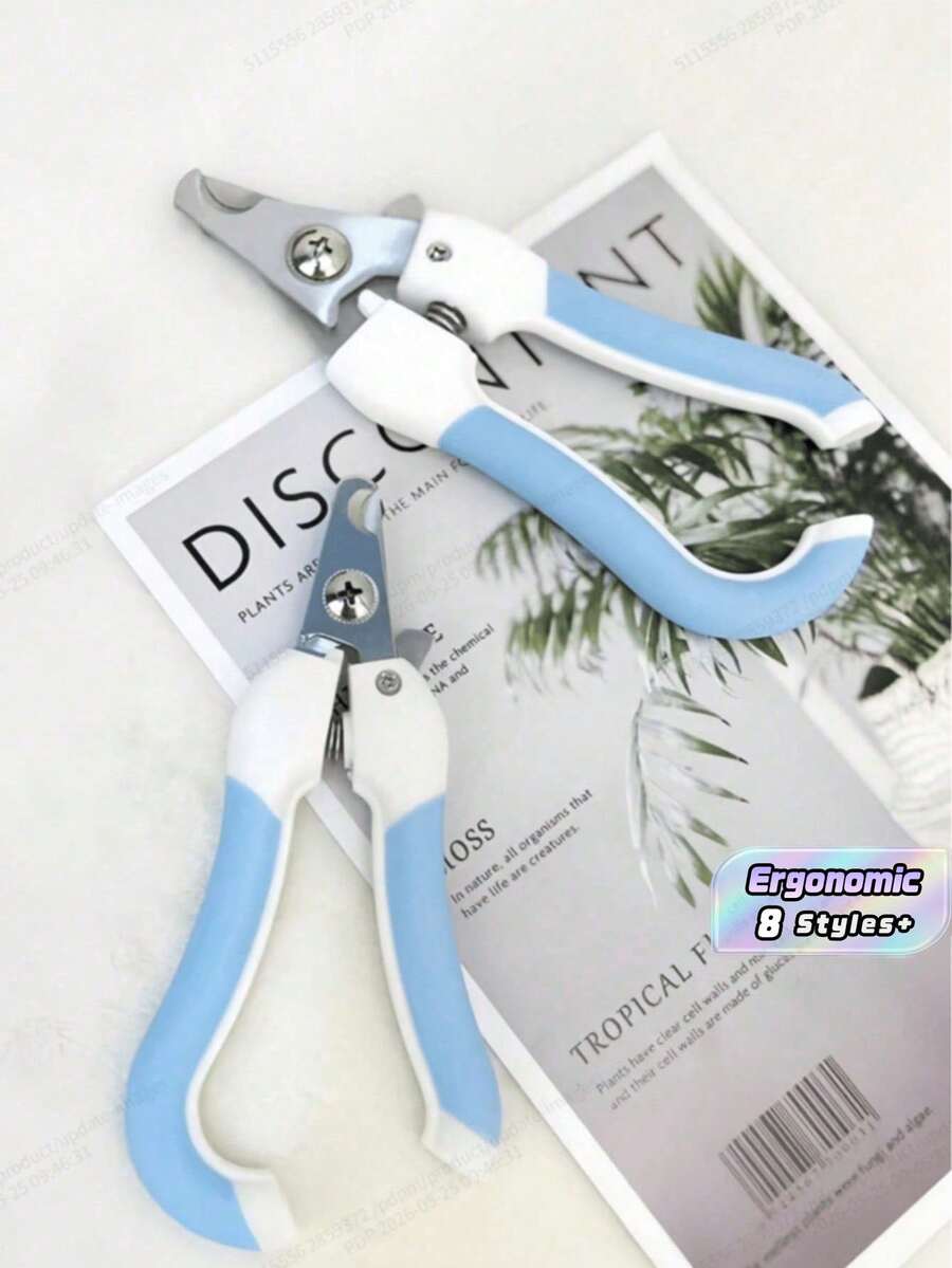1PC Professional Blue Stainless Steel Pet Nail Clipper Trimmer With Guard For Small Dogs Cats Non Slip Grip Handle Painless Nail Pet Grinder Grooming Tool Home Use Easy Trim Paw Care Supplies - Nail clippers + file - View 1
