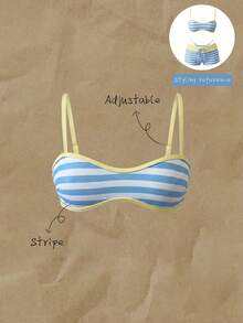 Elavelle Women's Spring/Summer Random Print Spaghetti Strap Bikini Top - Multicolor - View 4